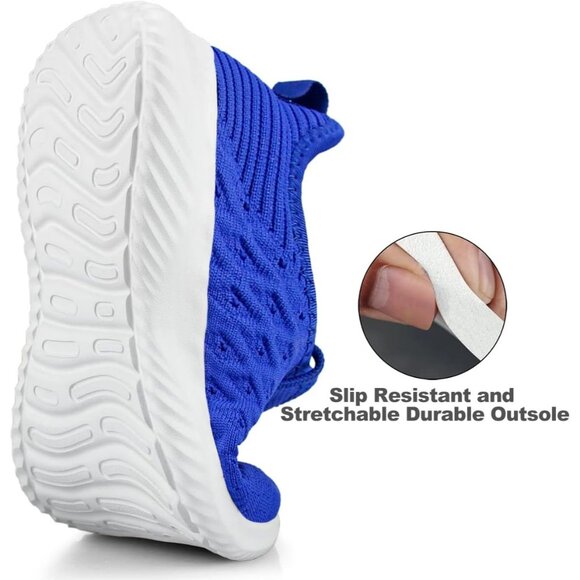 Women Royal Blue Slip-On Walking Shoes Lightweight Breathable Non-Slip Sneakers - Picture 3 of 6